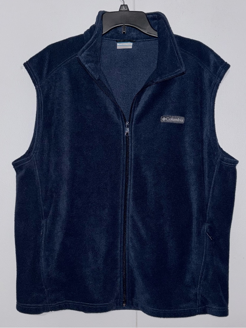 Columbia Mens XL Blue Steens Mountain Fleece Full Zip Pockets Vest AM1535 Hiking